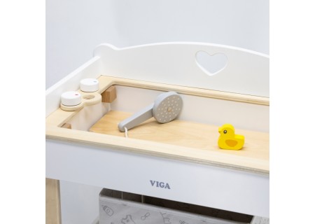 VIGA 44720 Drewniany przewijak 2w1 wanna dla lalek