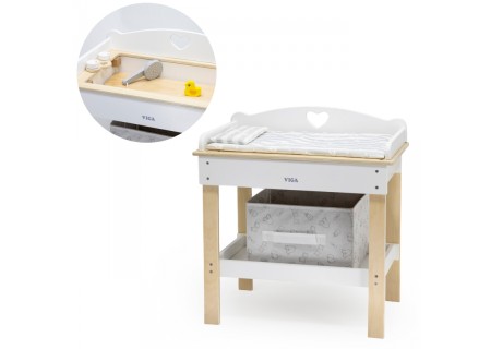 VIGA 44720 Drewniany przewijak 2w1 wanna dla lalek