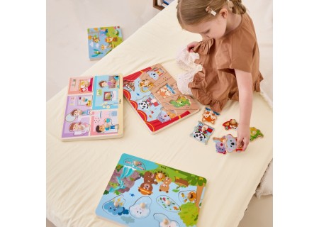 VIGA 44759 Drewniane Puzzle dźwiękowe Safari