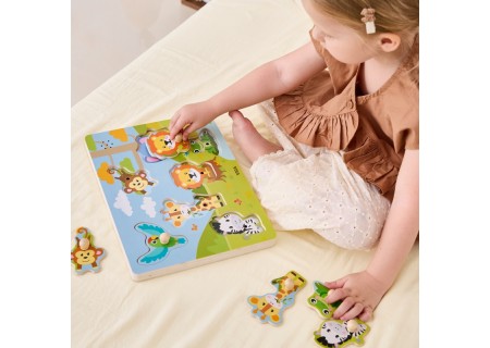VIGA 44759 Drewniane Puzzle dźwiękowe Safari