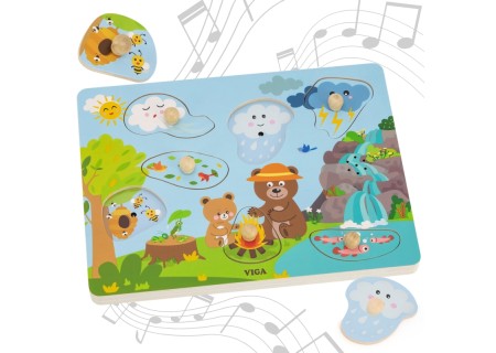 VIGA 44762 Drewniane Puzzle Misie