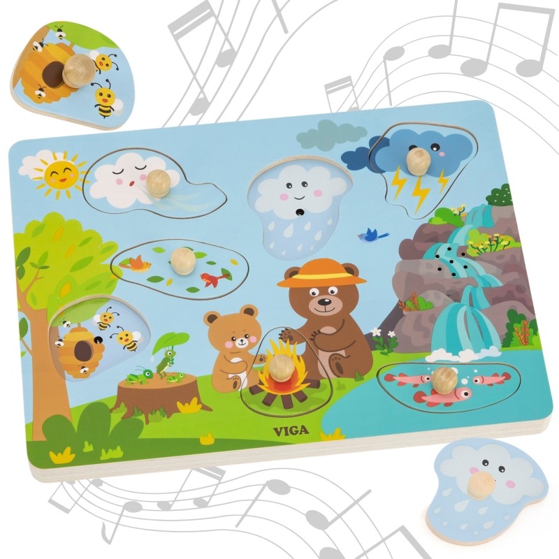 VIGA 44762 Drewniane Puzzle Misie