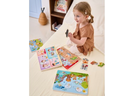 VIGA 44762 Drewniane Puzzle Misie