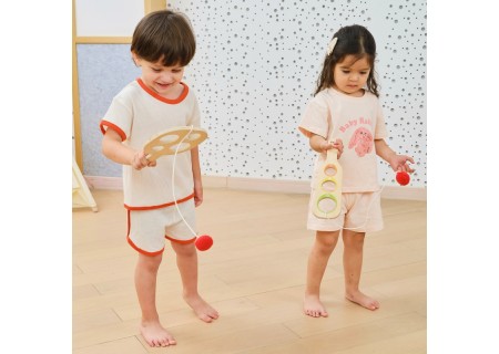 VIGA 44796 Drewniany  Zestaw paletek do gry złap piłkę