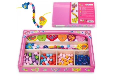 VIGA 52729 Koraliki do nawlekania zestaw serduszka