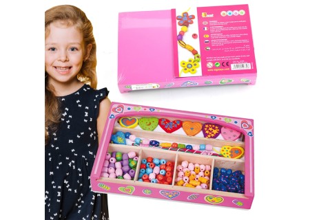 VIGA 52729 Koraliki do nawlekania zestaw serduszka