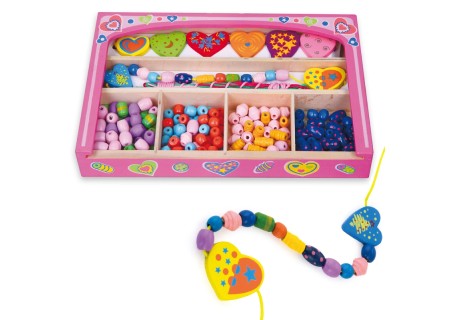 VIGA 52729 Koraliki do nawlekania zestaw serduszka