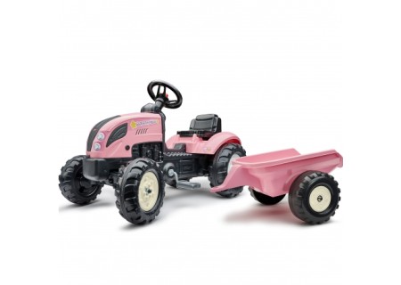FALK 2056L Traktor Country Star  z przyczepą różowy