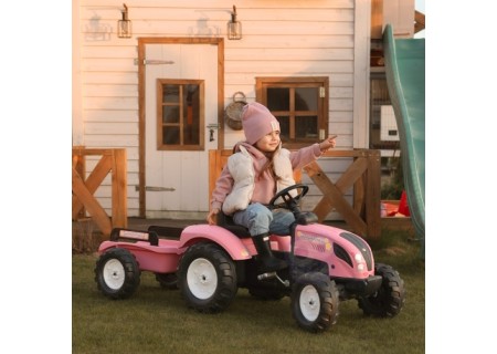 FALK 2056L Traktor Country Star  z przyczepą różowy