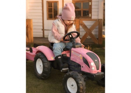 FALK 2056L Traktor Country Star  z przyczepą różowy