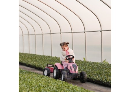 FALK 2056L Traktor Country Star  z przyczepą różowy