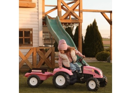 FALK 2056L Traktor Country Star  z przyczepą różowy