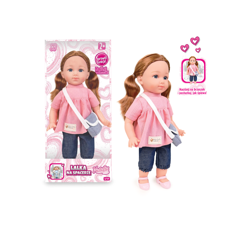 ARTYK 185656 Lalka NATALIA funkcyjna w różowej tunice 36 cm