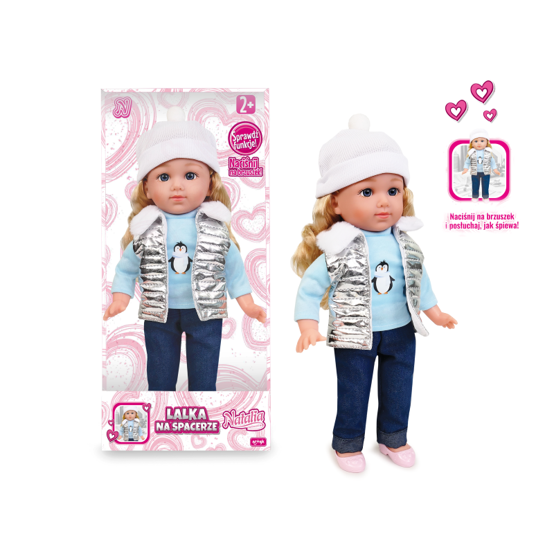 ARTYK 185663 Lalka NATALIA funkcyjna w srebrnej kamizelce 36 cm