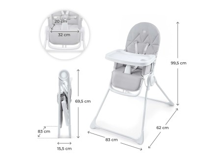 KINDERKRAFT Krzesełko do karmienia BINCI light grey