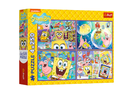 TREFL 13342 Puzzle 4x250 Szalony świat Sponge Boba