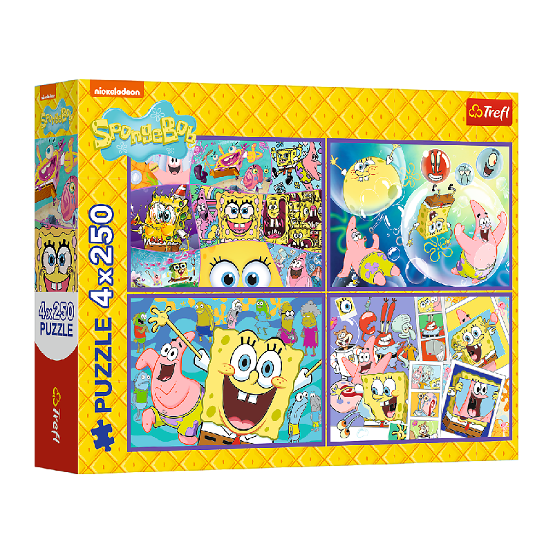 TREFL 13342 Puzzle 4x250 Szalony świat Sponge Boba