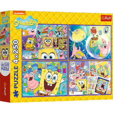 TREFL 13342 Puzzle 4x250 Szalony świat Sponge Boba