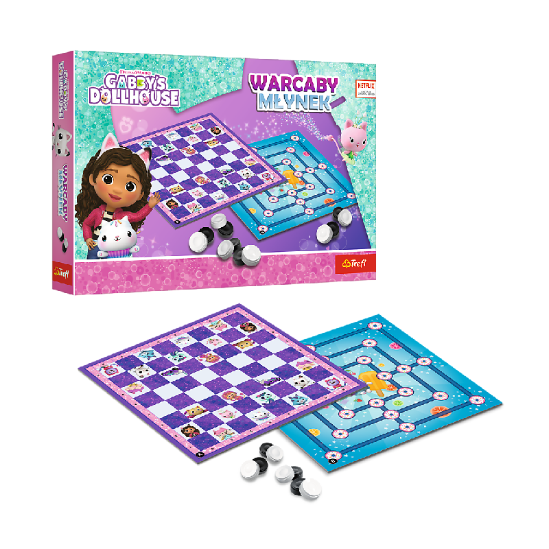 TREFL 02800 Gra Warcaby i Młynek Gabby's Dollhouse