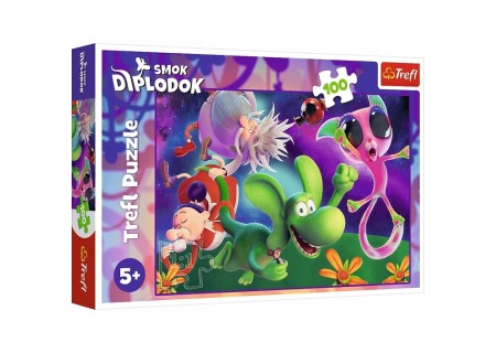 TREFL 16486 Puzzle 100 Smok Diplodok i przyjaciele