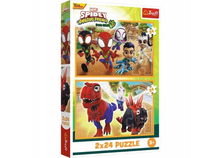 TREFL 34432 Puzzle 2x24 Spidey i dinozaury