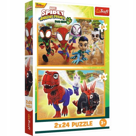 TREFL 34432 Puzzle 2x24 Spidey i dinozaury