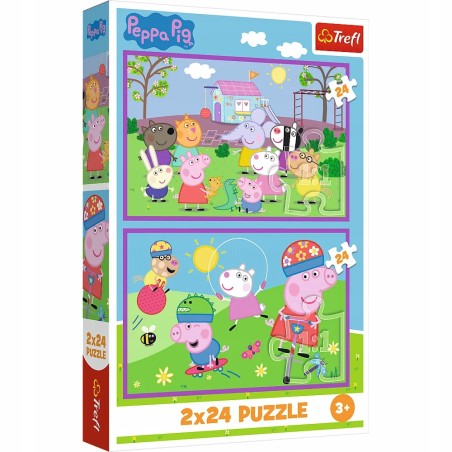 TREFL 34435 Puzzle 2x24 Peppa na placu zabaw