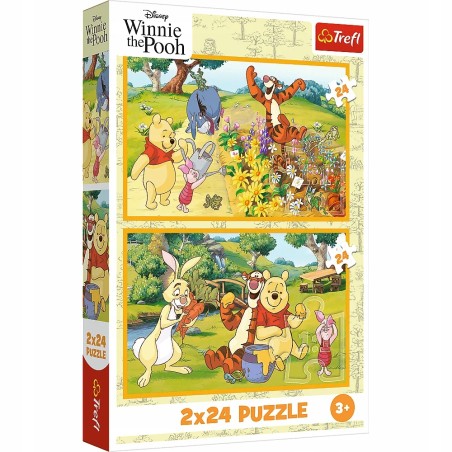 TREFL 34436 Puzzle 2x24 Dzień w ogrodzie / Disney Winnie the Pooh