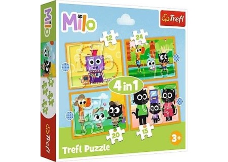 TREFL 34654 Puzzle 4w1 Poznaj Milo i jego przyjaciół