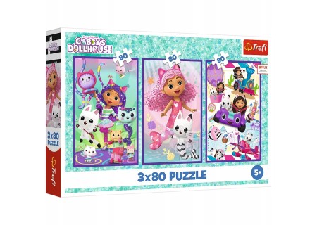 TREFL 34882 Puzzle 3x80 Kolorowe dni Gabby