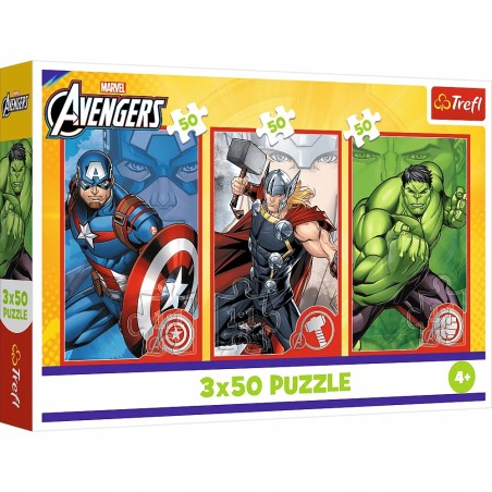 TREFL 34891 Puzzle 3x50 Twój bohater / Disney Marvel the Avengers