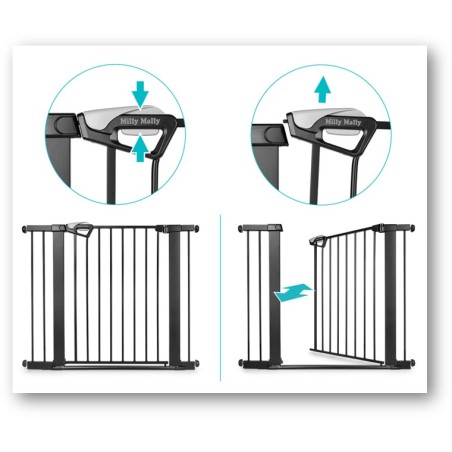 MILLY MALLY 6577 Bramka zabezpieczająca - barierka na schody z rozszerzeniem Guardy 104 Black